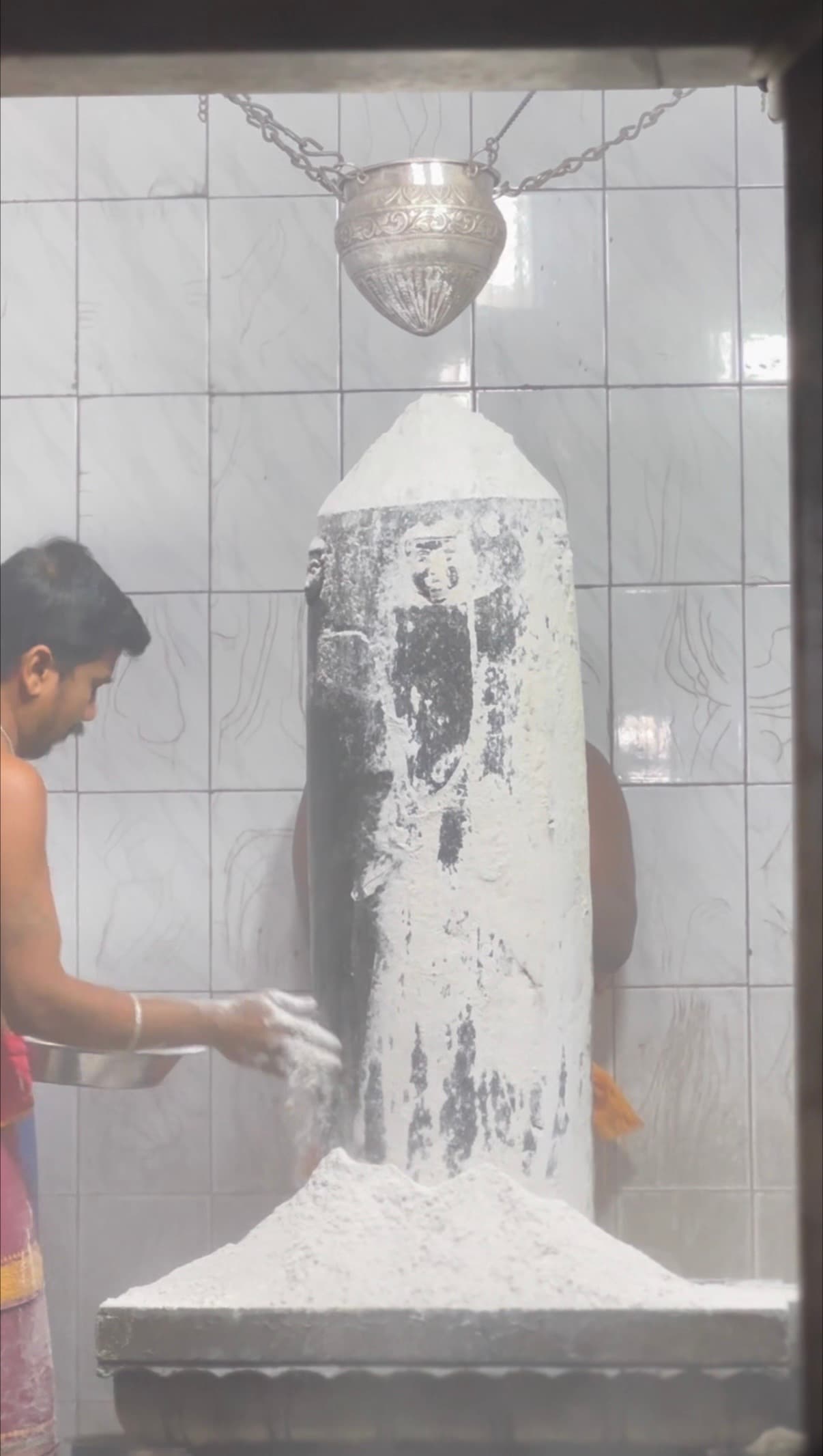 Bhasma Abhishekam (sacred ash worship) performed on Sri Maha Panchamukheswara Swamy
